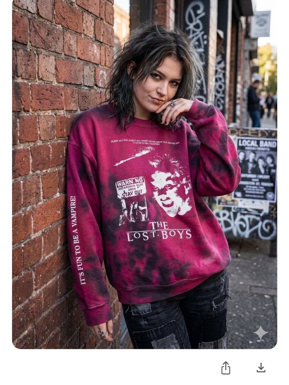 The Lost Boys Tie-Dye Crewneck Sweatshirt - Burgundy